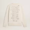 Heren sweatshirt in versleten wit met print