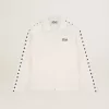Heren sweatshirt met ritssluiting in papyruswit met zwarte sterren