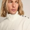 Heren sweatshirt met ritssluiting in papyruswit met zwarte sterren