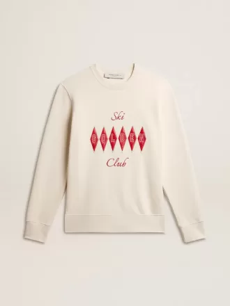 Heren sweatshirt van katoen met ronde hals en geborduurde letters