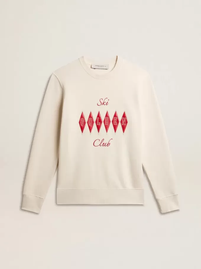 Heren sweatshirt van katoen met ronde hals en geborduurde letters