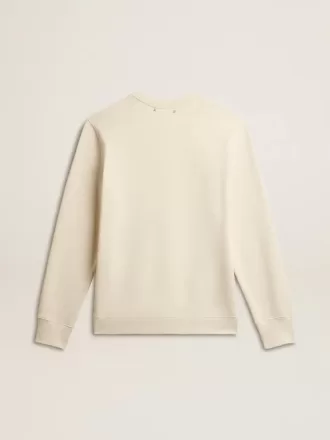 Heren sweatshirt van katoen met ronde hals en geborduurde letters