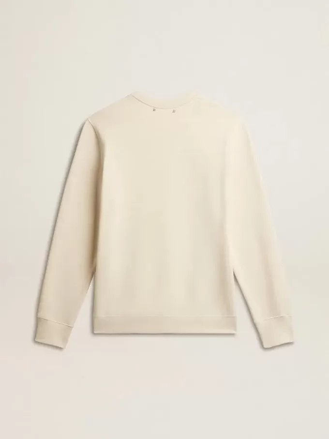 Heren sweatshirt van katoen met ronde hals en geborduurde letters