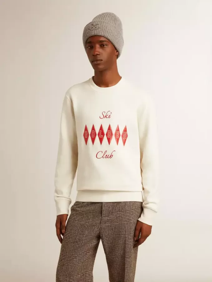Heren sweatshirt van katoen met ronde hals en geborduurde letters