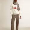Heren sweatshirt van katoen met ronde hals en geborduurde letters