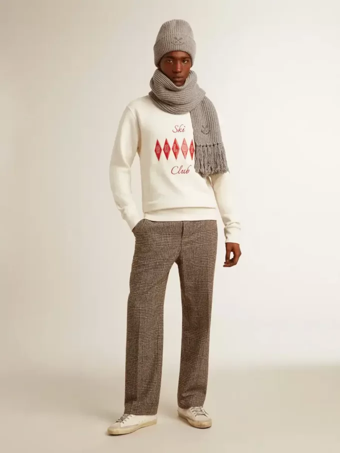 Heren sweatshirt van katoen met ronde hals en geborduurde letters