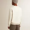 Heren sweatshirt van katoen met ronde hals en geborduurde letters