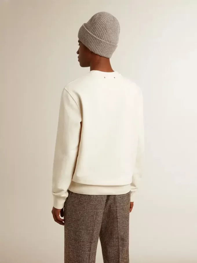 Heren sweatshirt van katoen met ronde hals en geborduurde letters