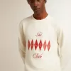 Heren sweatshirt van katoen met ronde hals en geborduurde letters