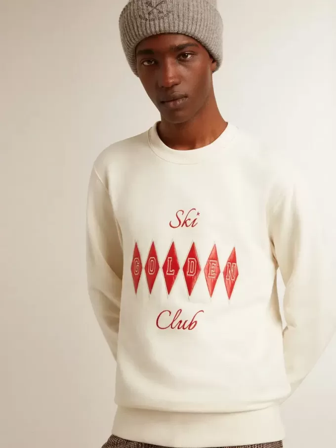 Heren sweatshirt van katoen met ronde hals en geborduurde letters