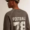 Heren T-shirt met lange mouwen van antracietgrijs katoen met logo op de achterkant