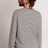 Heren-T-shirt met witte en blauwe strepen en borduursel op de voorkant