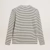 Heren-T-shirt met witte en blauwe strepen en borduursel op de voorkant