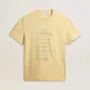 Heren T-shirt van katoen in lichtgeel met vervaagde letters