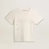 Heren-T-shirt van verouderd wit katoen met print en borduursel