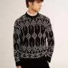 Heren trui met ronde hals van wolmix en jacquard argyle-patroon