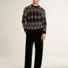 Heren trui met ronde hals van wolmix en jacquard argyle-patroon