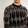 Heren trui met ronde hals van wolmix en jacquard argyle-patroon
