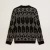 Heren trui met ronde hals van wolmix en jacquard argyle-patroon