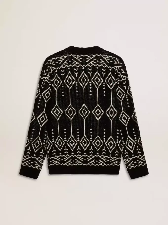 Heren trui met ronde hals van wolmix en jacquard argyle-patroon