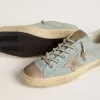 Heren V-Star in lichtblauw canvas met duifgrijze leren ster