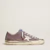 Heren V-Star LAB in lila leer en glitter met witte ster en zilveren glitter tong