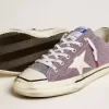 Heren V-Star LAB in lila leer en glitter met witte ster en zilveren glitter tong