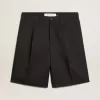 Herenbermudashort van donkerblauwe wol