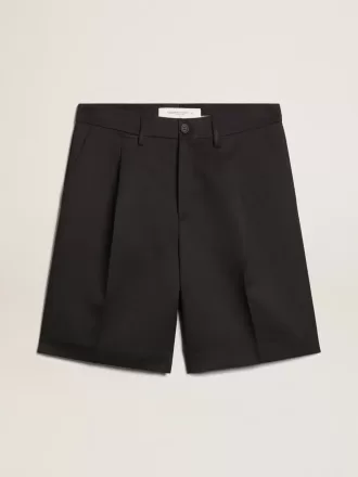 Herenbermudashort van donkerblauwe wol