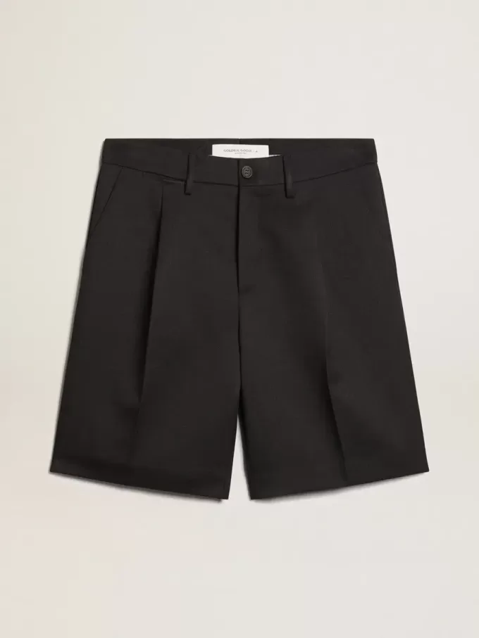 Herenbermudashort van donkerblauwe wol