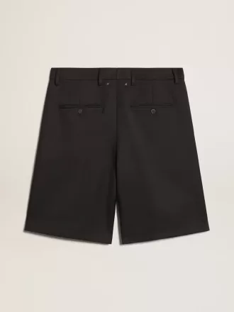 Herenbermudashort van donkerblauwe wol