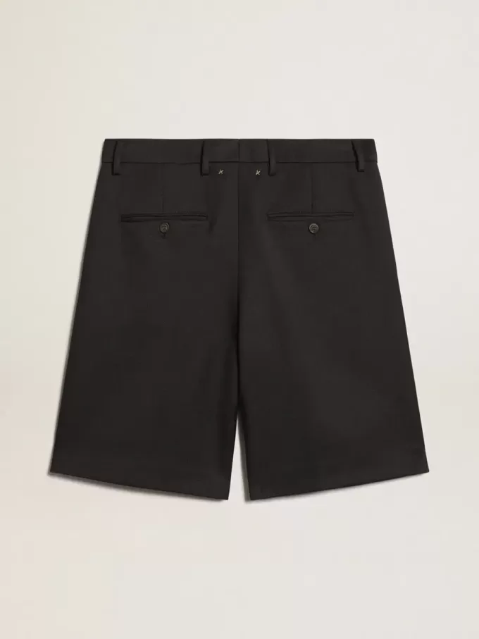 Herenbermudashort van donkerblauwe wol