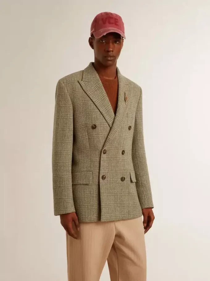 Herenblazer met dubbele knoopsluiting van Shetlandwol
