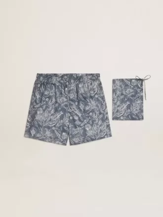 Herenboxershort met lichtblauwe en witte maritieme print