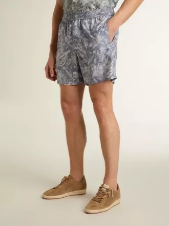 Herenboxershort met lichtblauwe en witte maritieme print