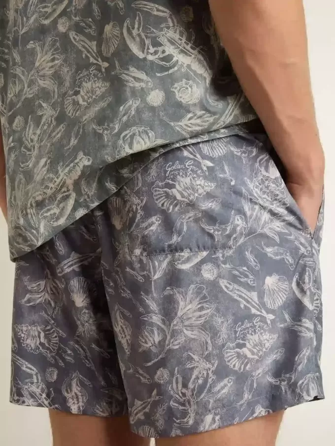 Herenboxershort met lichtblauwe en witte maritieme print