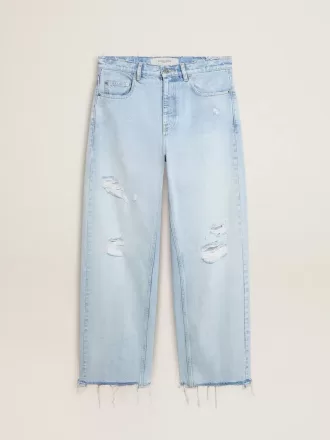 Herenbroek van denim met doorleefd effect