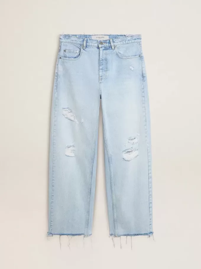 Herenbroek van denim met doorleefd effect