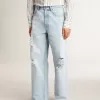 Herenbroek van denim met doorleefd effect
