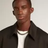 Herenjas met ritssluiting van zwarte wollen gabardine