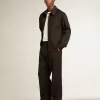 Herenjas met ritssluiting van zwarte wollen gabardine