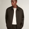 Herenjas met ritssluiting van zwarte wollen gabardine
