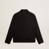 Herenjas met ritssluiting van zwarte wollen gabardine