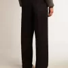 Herenjoggingbroek van donkerblauwe wol