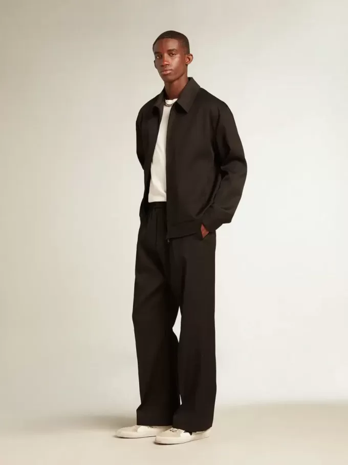 Herenjoggingbroek van zwarte wol
