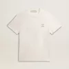 Herenkatoenen T-shirt in oud wit met print op het hart