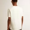 Herenkatoenen T-shirt in oud wit met print op het hart