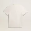 Herenkatoenen T-shirt in oud wit met print op het hart