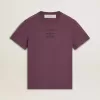 Herenkatoenen T-shirt in versleten paars met logoprint