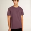 Herenkatoenen T-shirt in versleten paars met logoprint